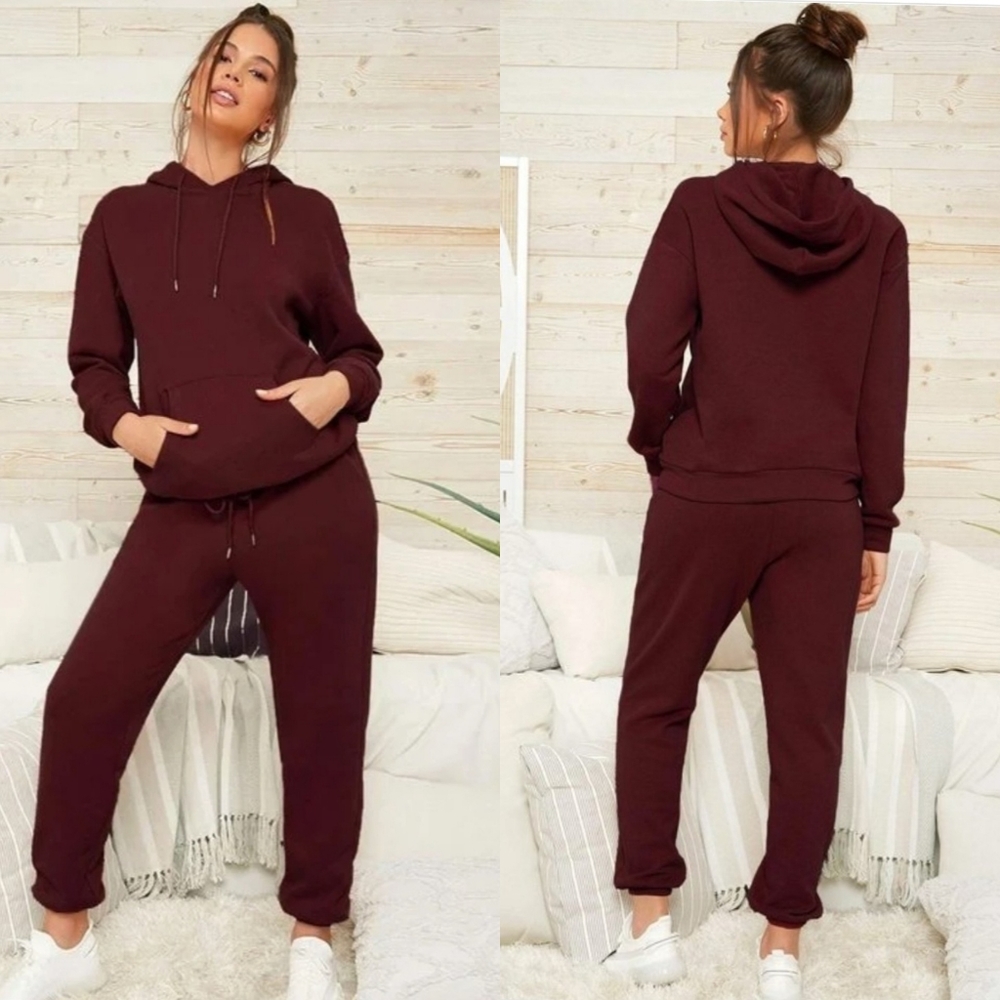Wine Down Sweatpants Soft fleece lined Size Large Maroon Deep Rich Burgundy New
